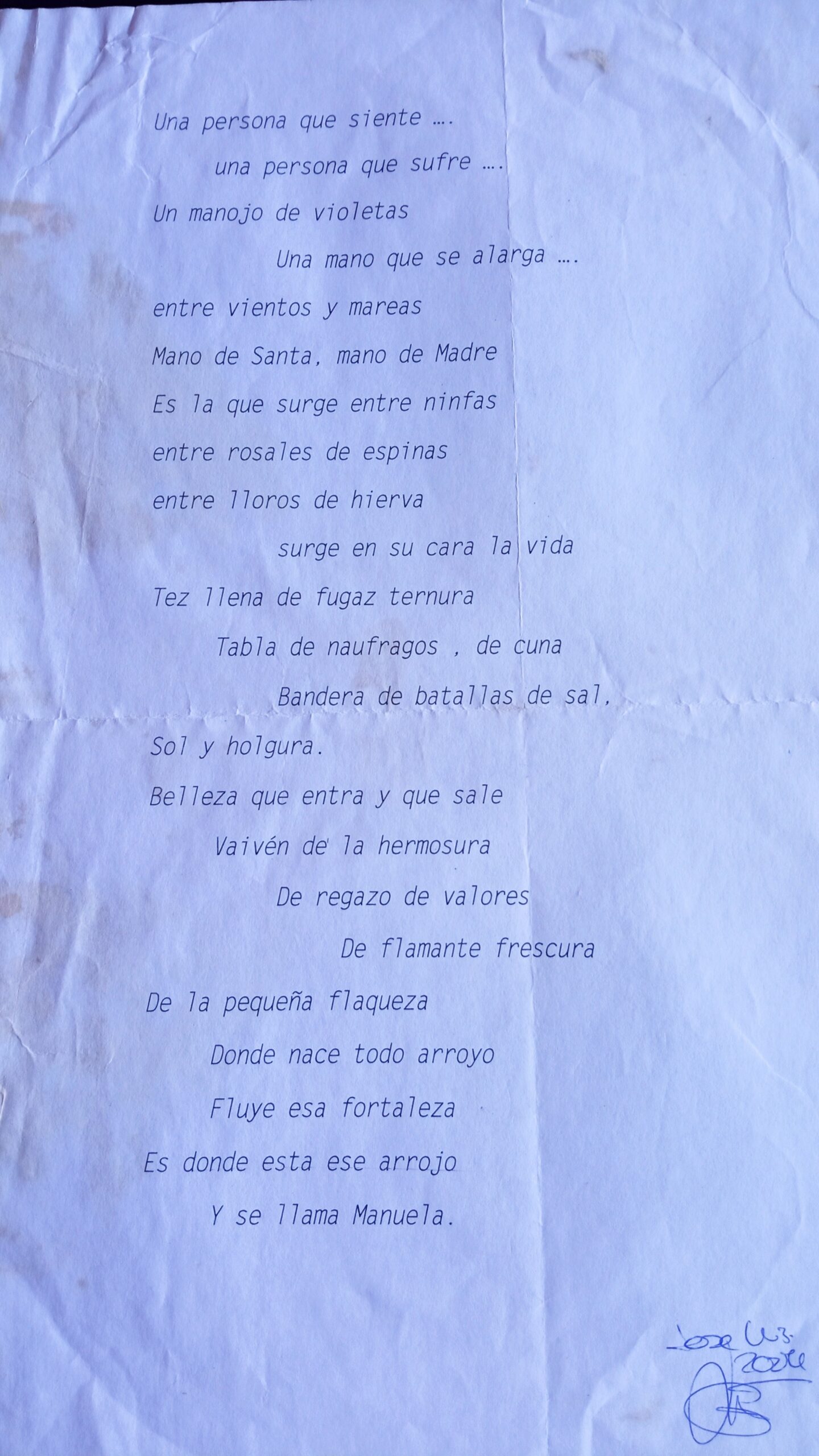 Poema dedicado a Manolita